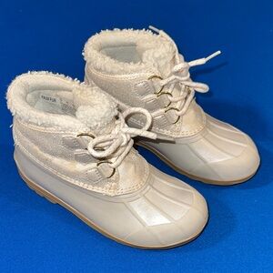 Sperry Kids Cream Faux Fur Boots